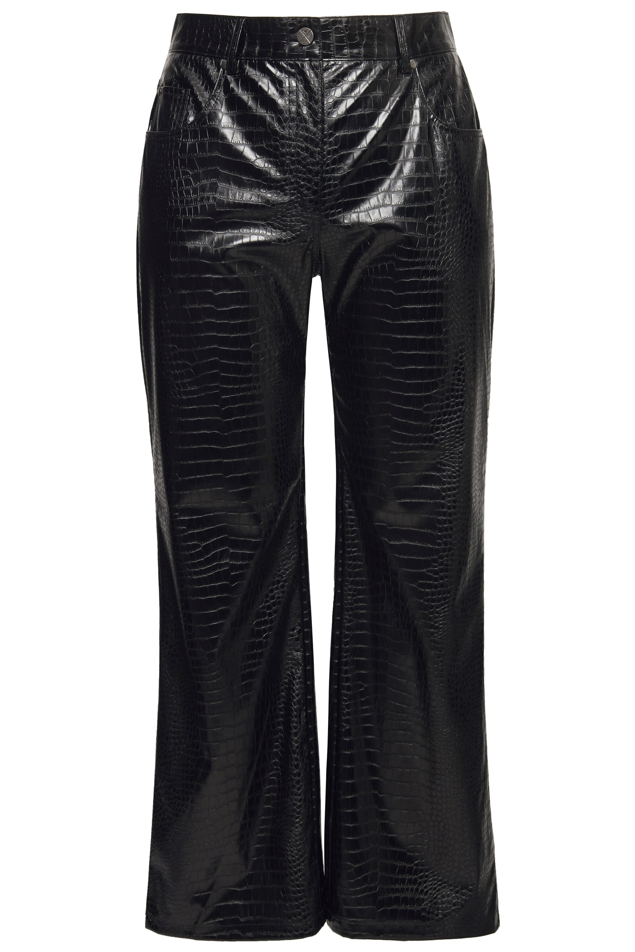 Ulla Popken Wide leg Broek in Zwart: voorkant