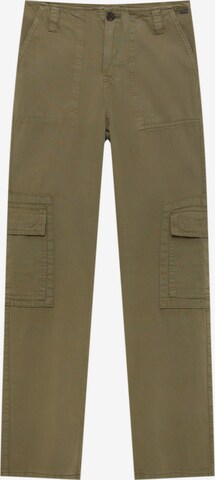 Pull&Bearregular Cargo hlače - zelena boja: prednji dio