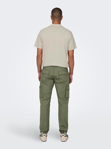 Only & Sons Alt kitsenev Klapptaskutega püksid 'CAM', värv roheline