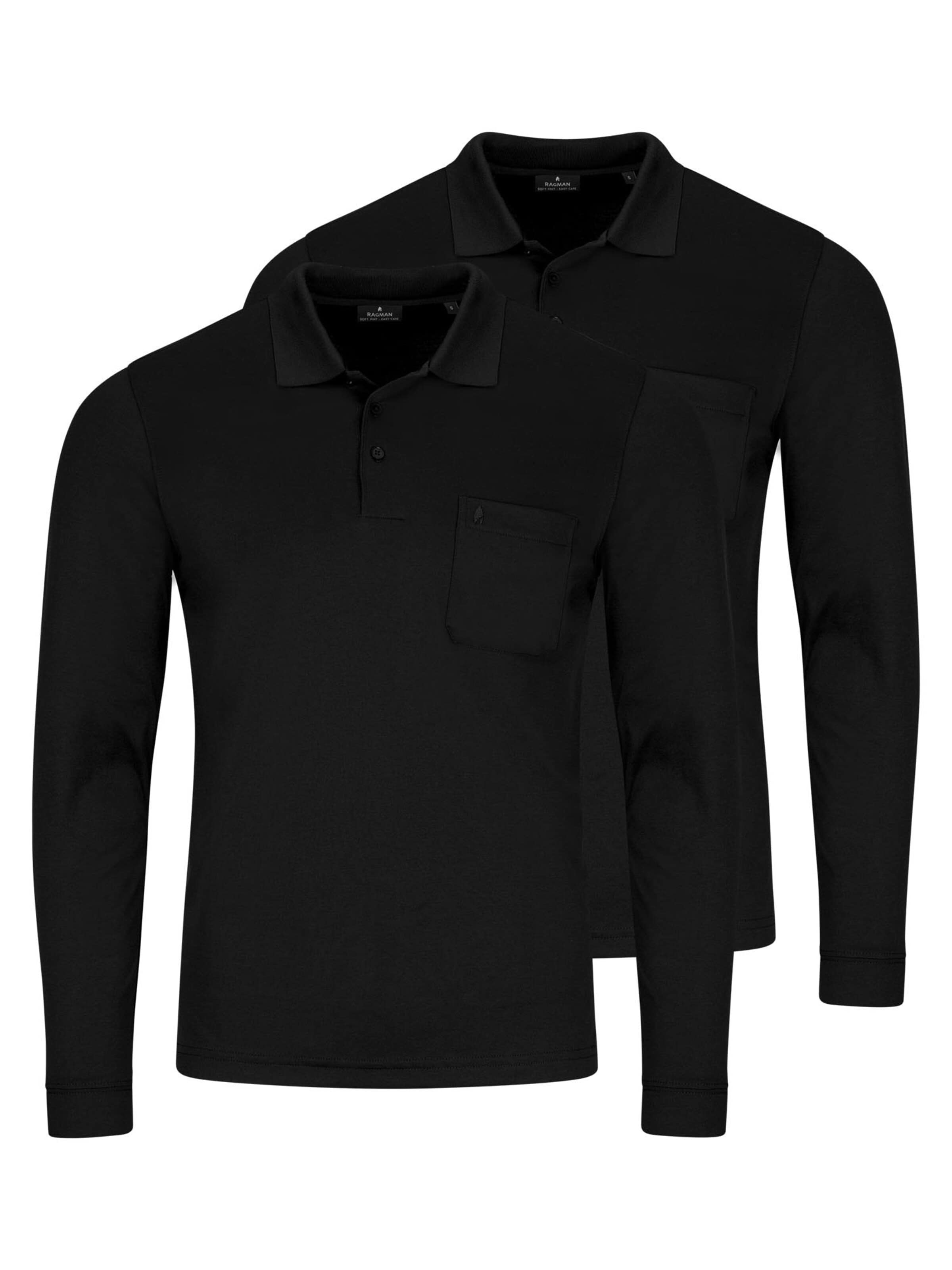 Ragman Shirt 'Basic' in Zwart: voorkant
