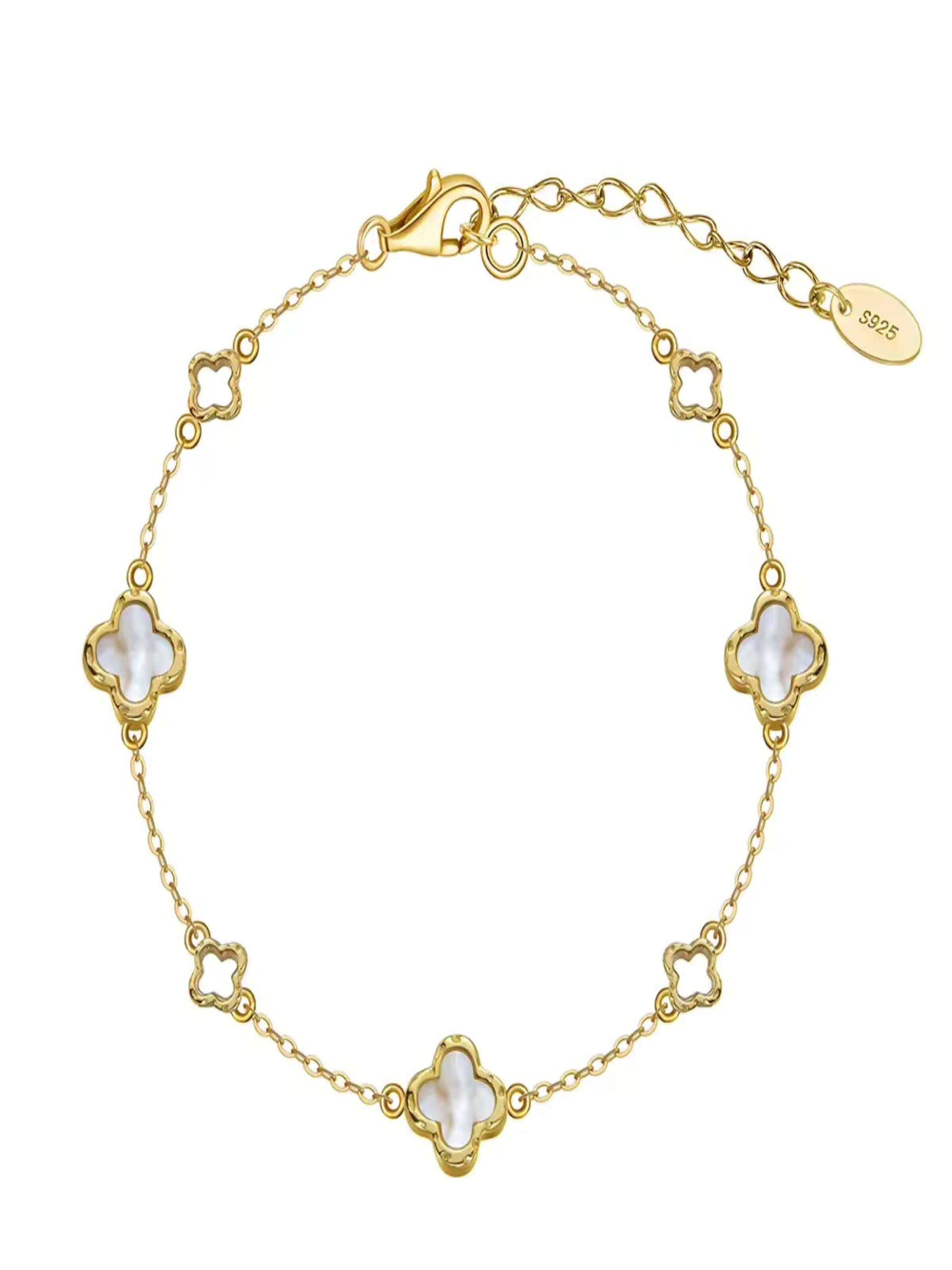 ROUGEMONT Jewellery Bracelet 'Kleeblatt Glücksbringer Armband 925 sterling Silber 18cm' in Gold: front