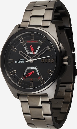 HUGO Reloj analógico en gris plateado / rojo / negro, Vista del producto