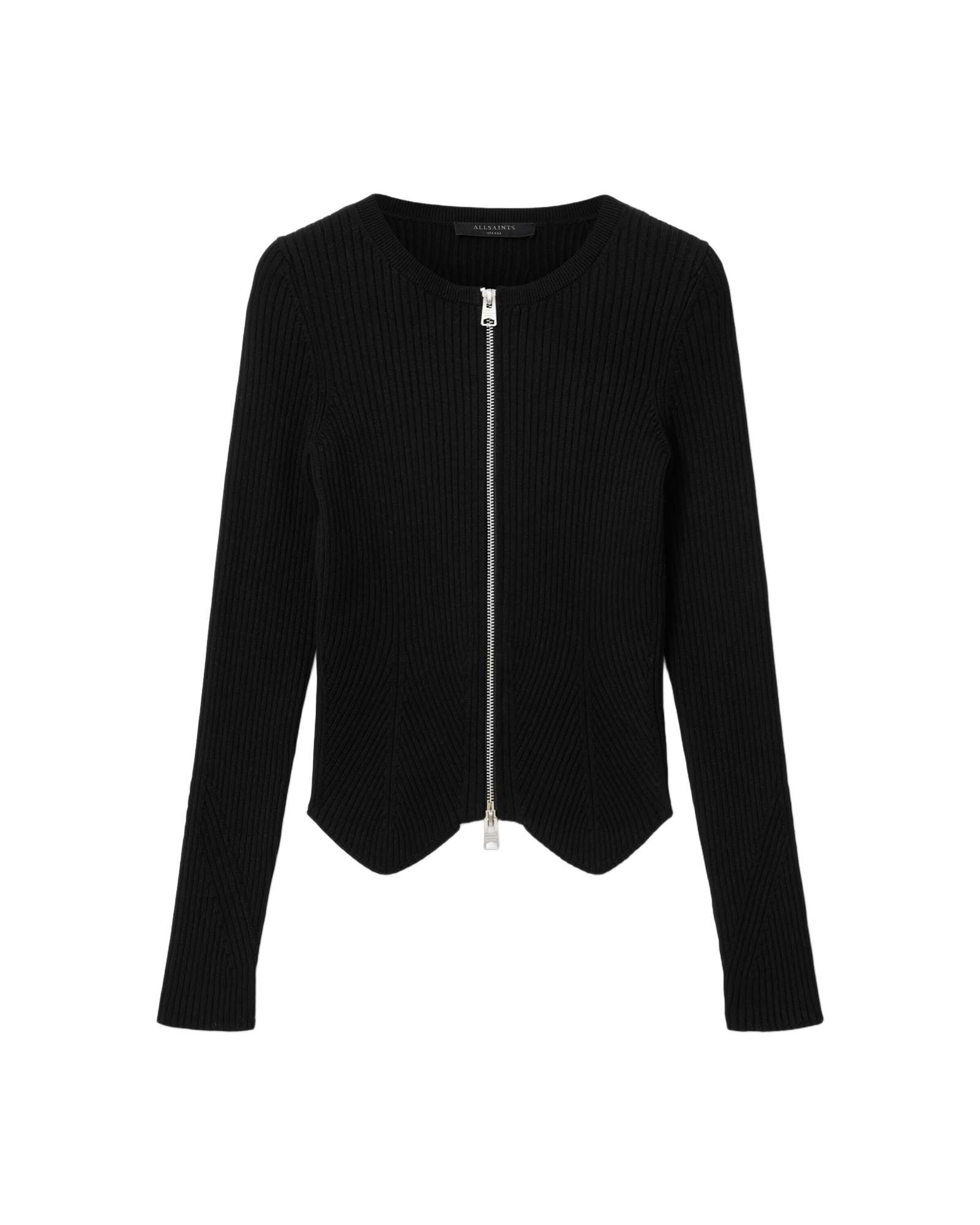 AllSaints Gebreid vest in Zwart: voorkant