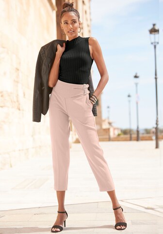 LASCANA Tapered Pleated Pants in Pink