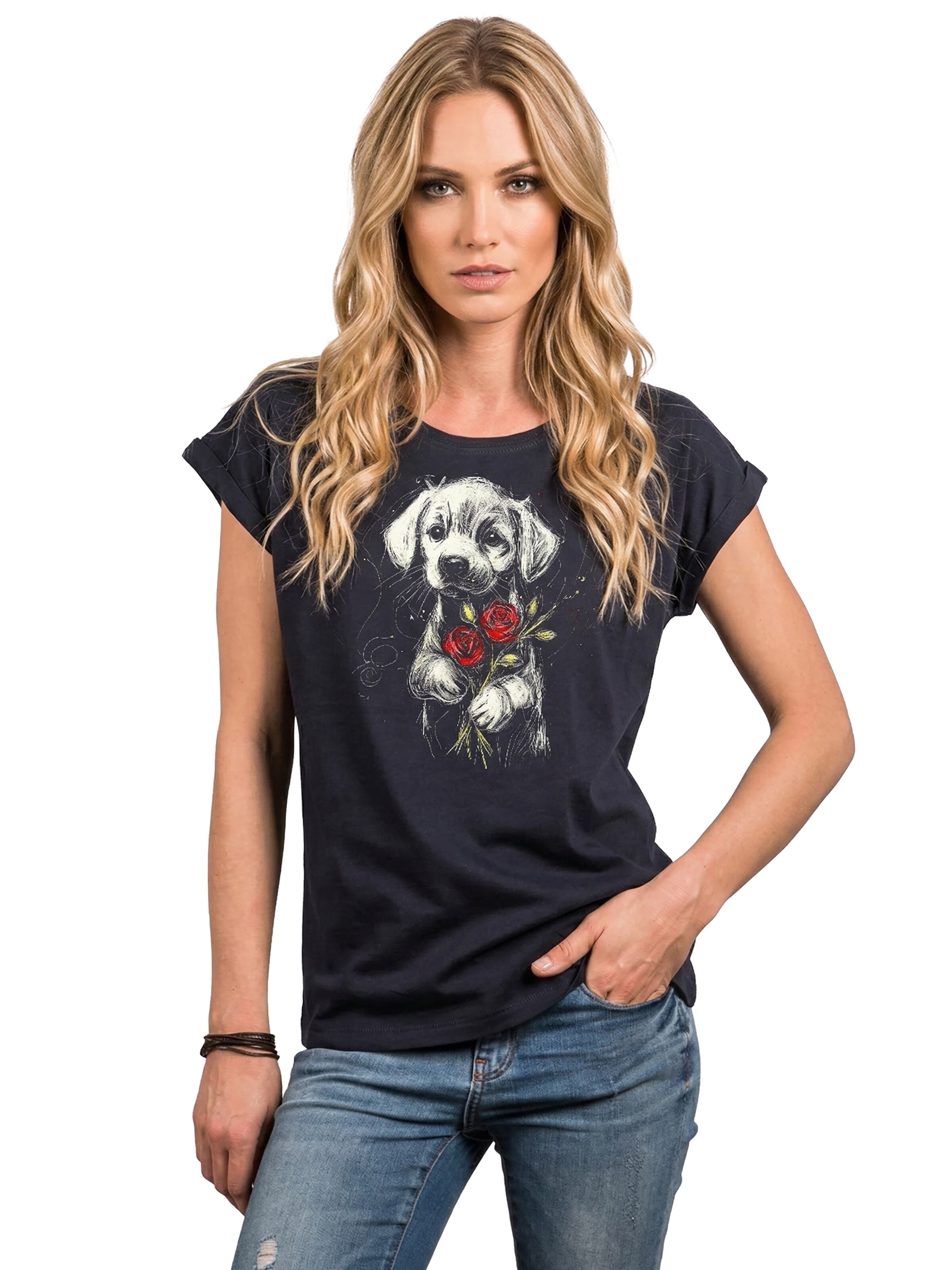 MAKAYA Shirt 'Labrador Rose' in Blue: front