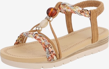 Ital-Design Strap Sandals in Beige: front