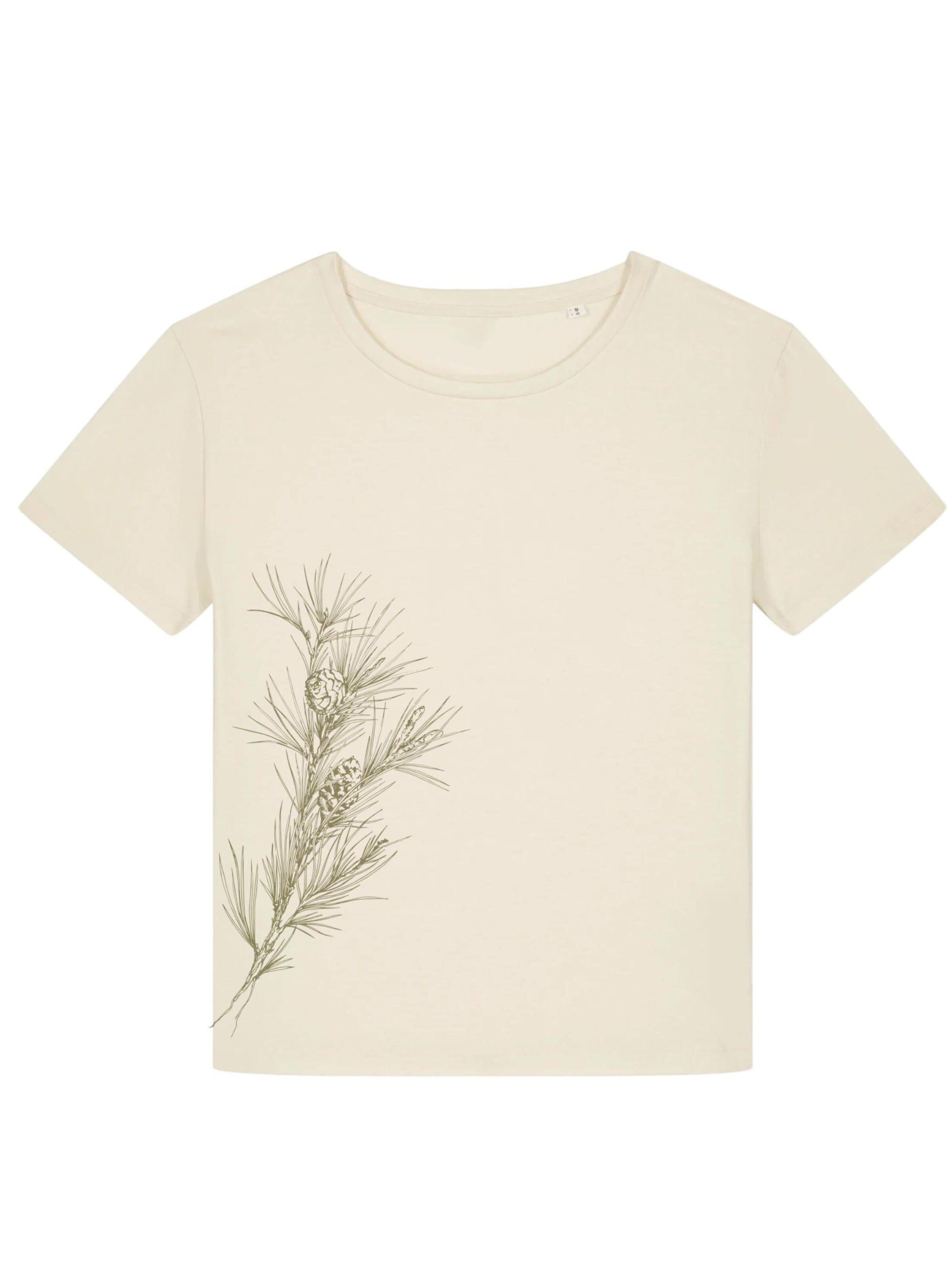 Life-Tree Oversized shirt 'Pine Branch' in White: front