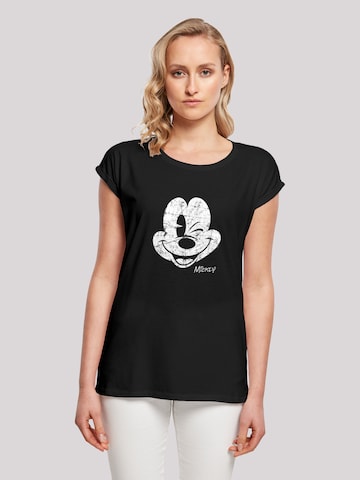 F4NT4STIC Shirt 'Disney Mickey Mouse Since Beaten Face Char Cadt' in Zwart: voorkant