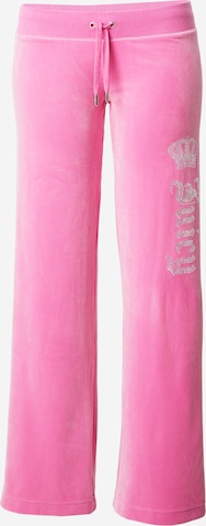 Juicy CoutureWide Leg/ Široke nogavice Hlače 'Gothic Crown' - roza boja: prednji dio