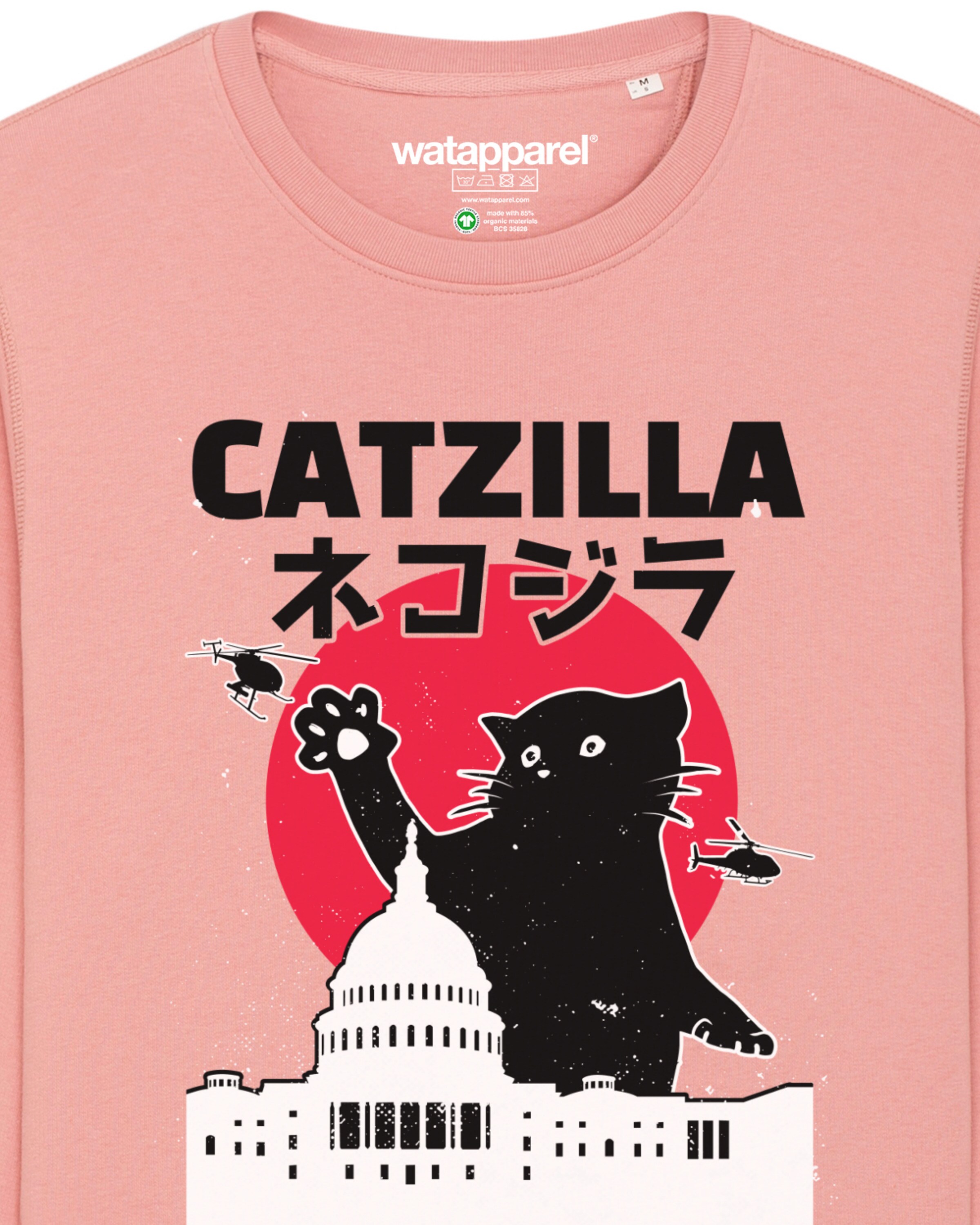 Sweat-shirt 'Catzilla' Watapparel en rose