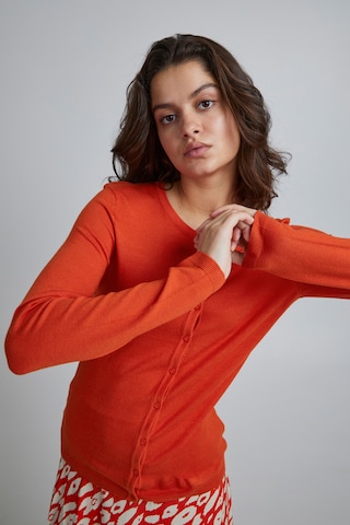 ICHI Knit Cardigan in Orange