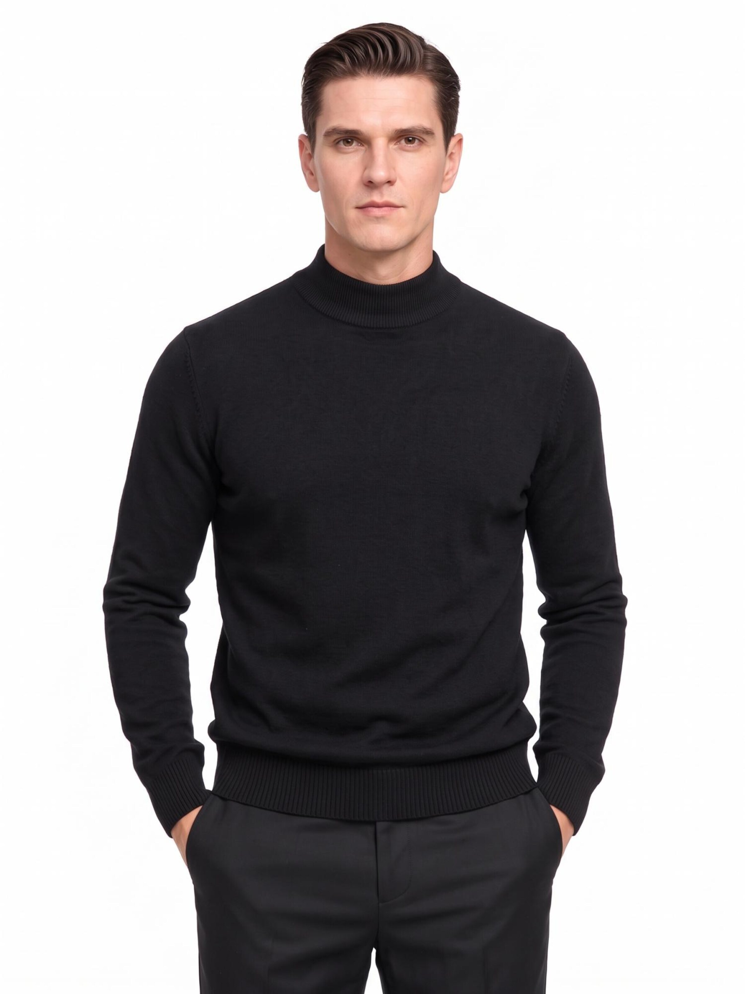 ALLTHEMEN Sweater 'Fadenlicht' in Black: front