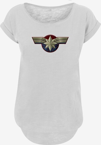 Maglietta 'Captain Marvel Chest Emblem' di F4NT4STIC in bianco: frontale
