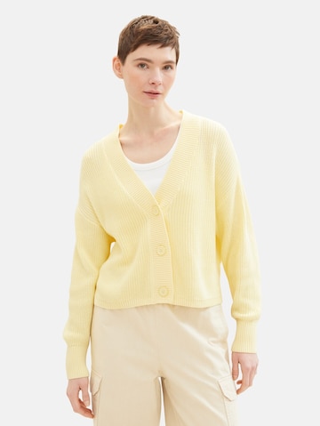 TOM TAILOR DENIM Knit cardigan in Yellow: front