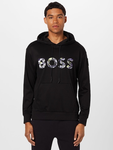 BOSS GreenSweater majica 'Soody Lotus' - crna boja: prednji dio