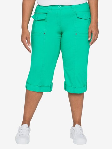 SHEEGO Regular Pants in Green: front