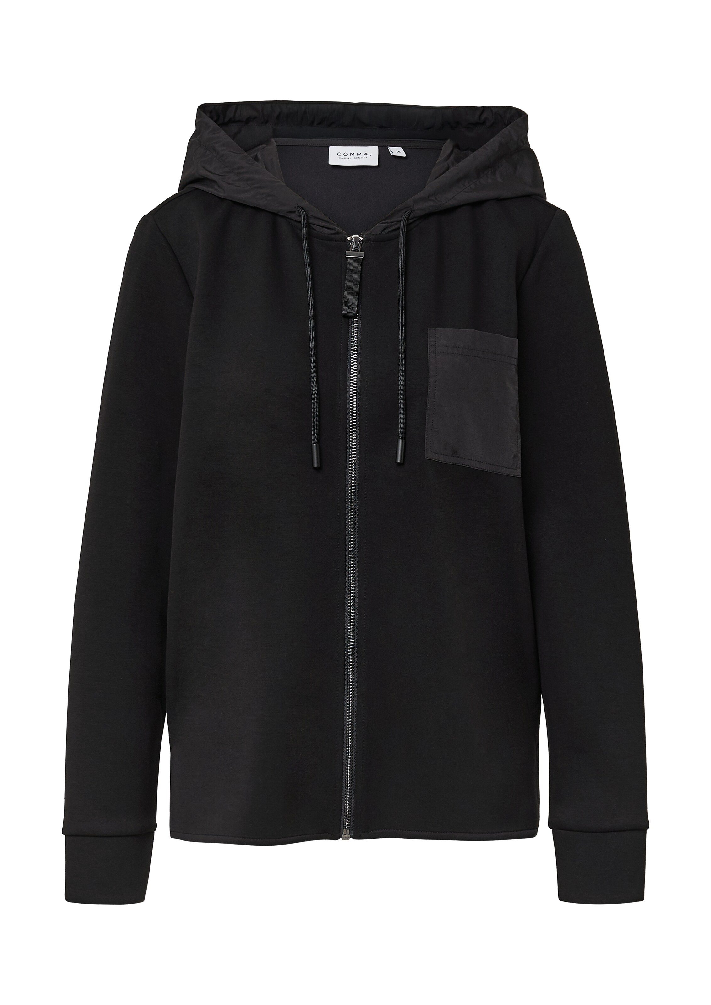 comma casual identity Zip-Up Hoodie in Black: front