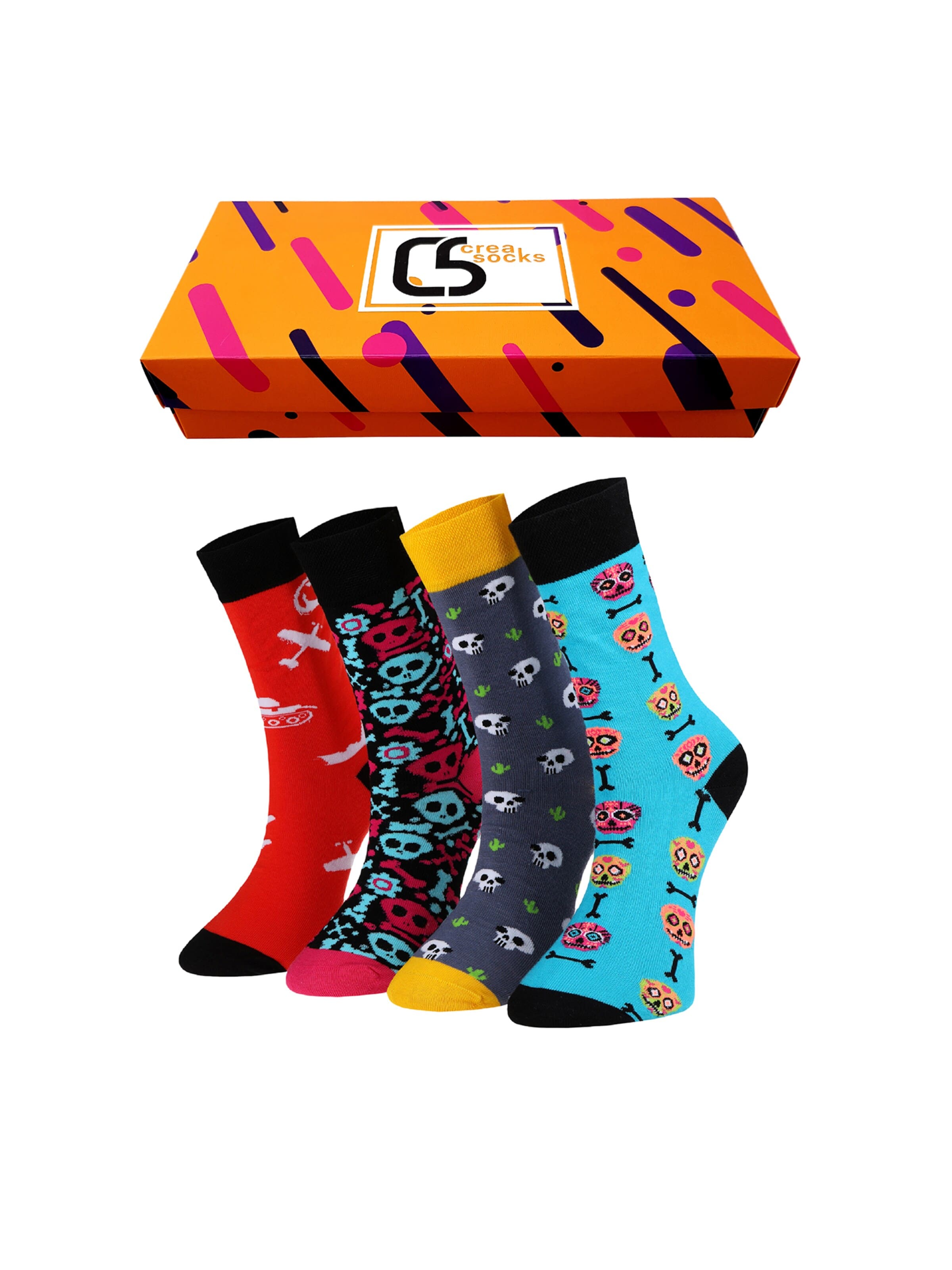 Crea Socks Sokken 'Schädel' in Gemengde kleuren: voorkant