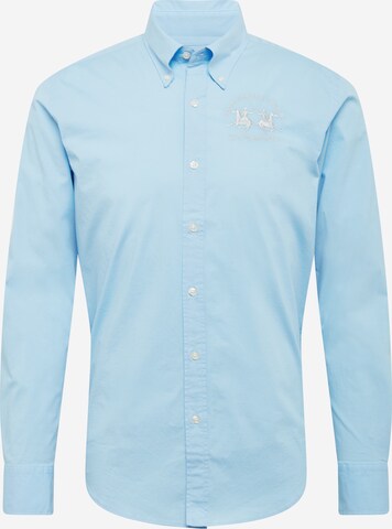 La Martina Slim fit Button Up Shirt in Blue: front