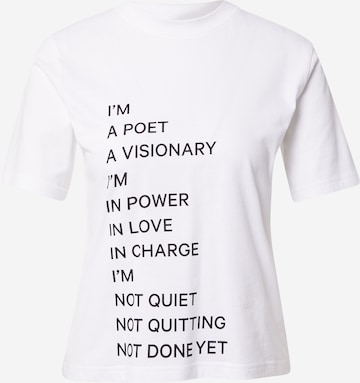 Tricou 'Principles Tannie' de la Young Poets pe alb: față