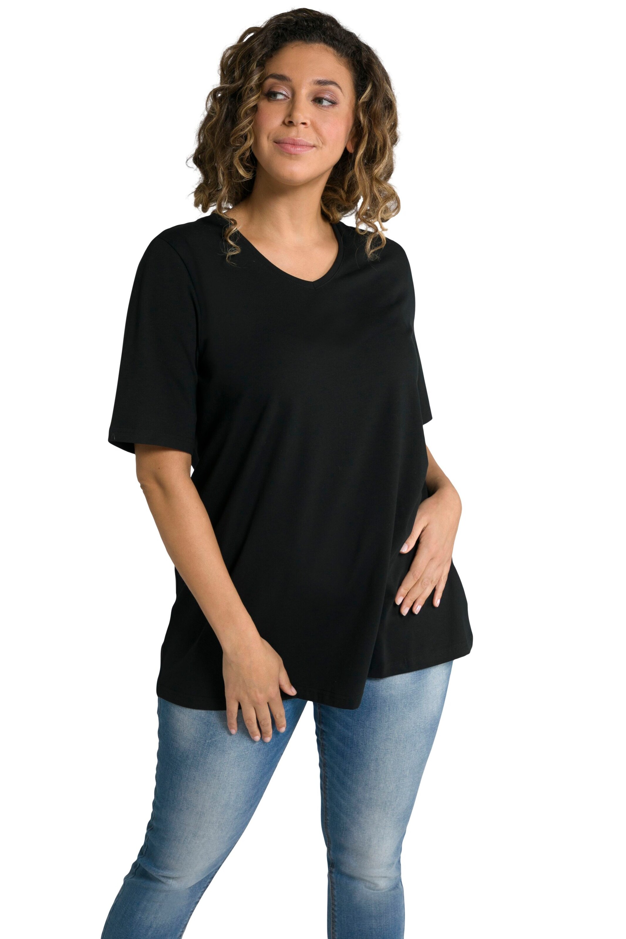 Ulla Popken Shirt in Zwart: voorkant