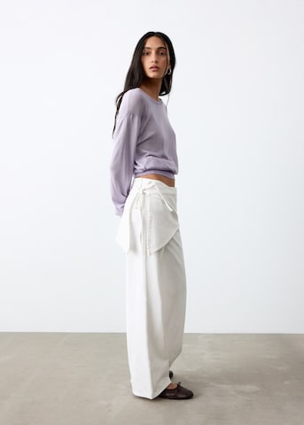 MANGO TEEN Wide leg Jeans 'Scarf' in White