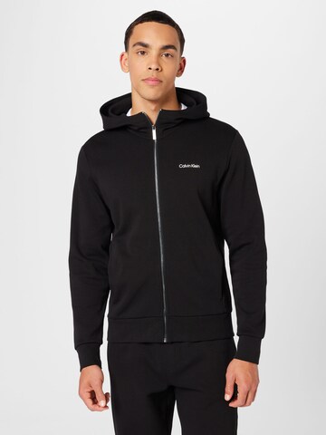 Calvin Klein Zip-Up Hoodie in Black: front