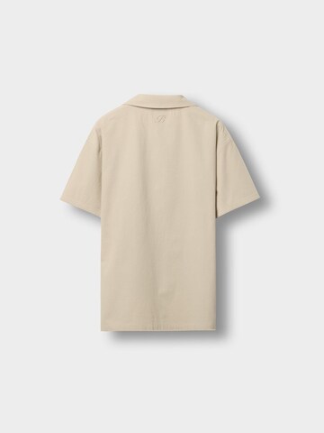 Burocs Regular Fit Hemd 'Solid Seersucker'‌‌‌‌‌ in Beige