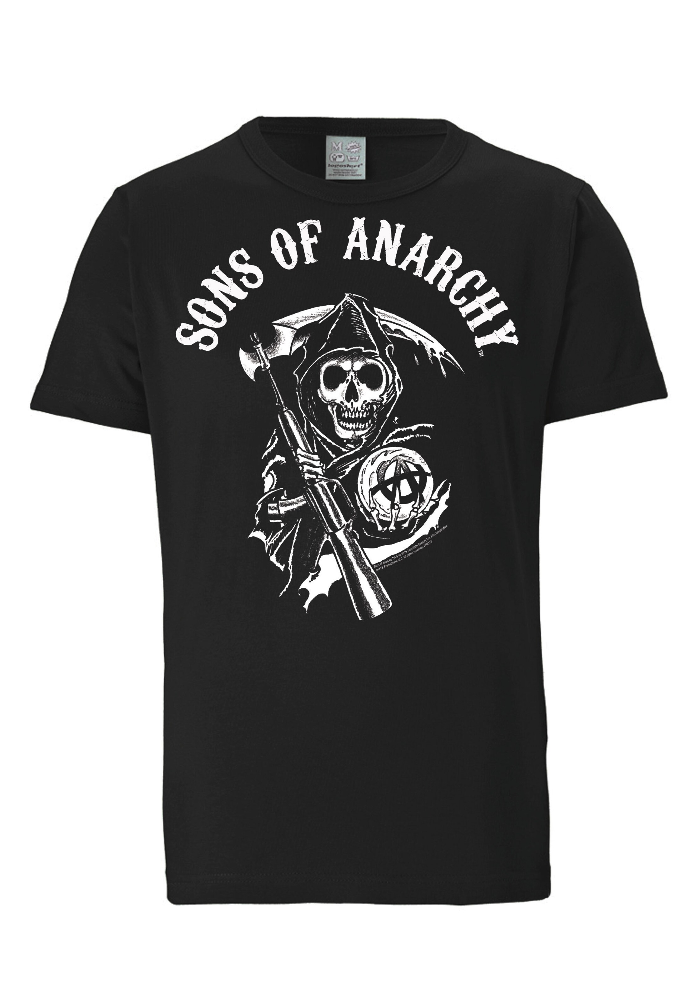 LOGOSHIRT T-Shirt 'Sons Of Anarchy Logo' in Schwarz: Vorderseite