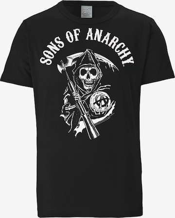 LOGOSHIRT Shirt 'Sons Of Anarchy Logo' in Black: front