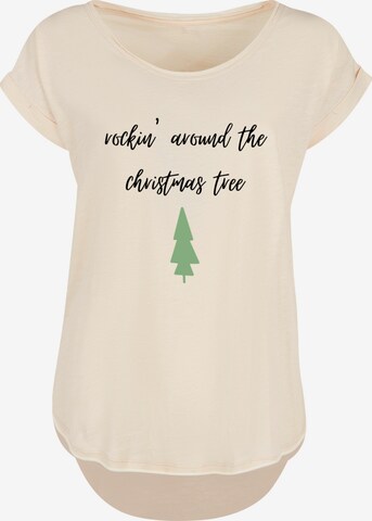 T-shirt 'Rockin around the christmas tree' F4NT4STIC en beige : devant