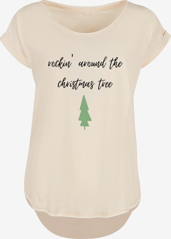 T-shirt 'Rockin around the christmas tree' F4NT4STIC en beige : devant