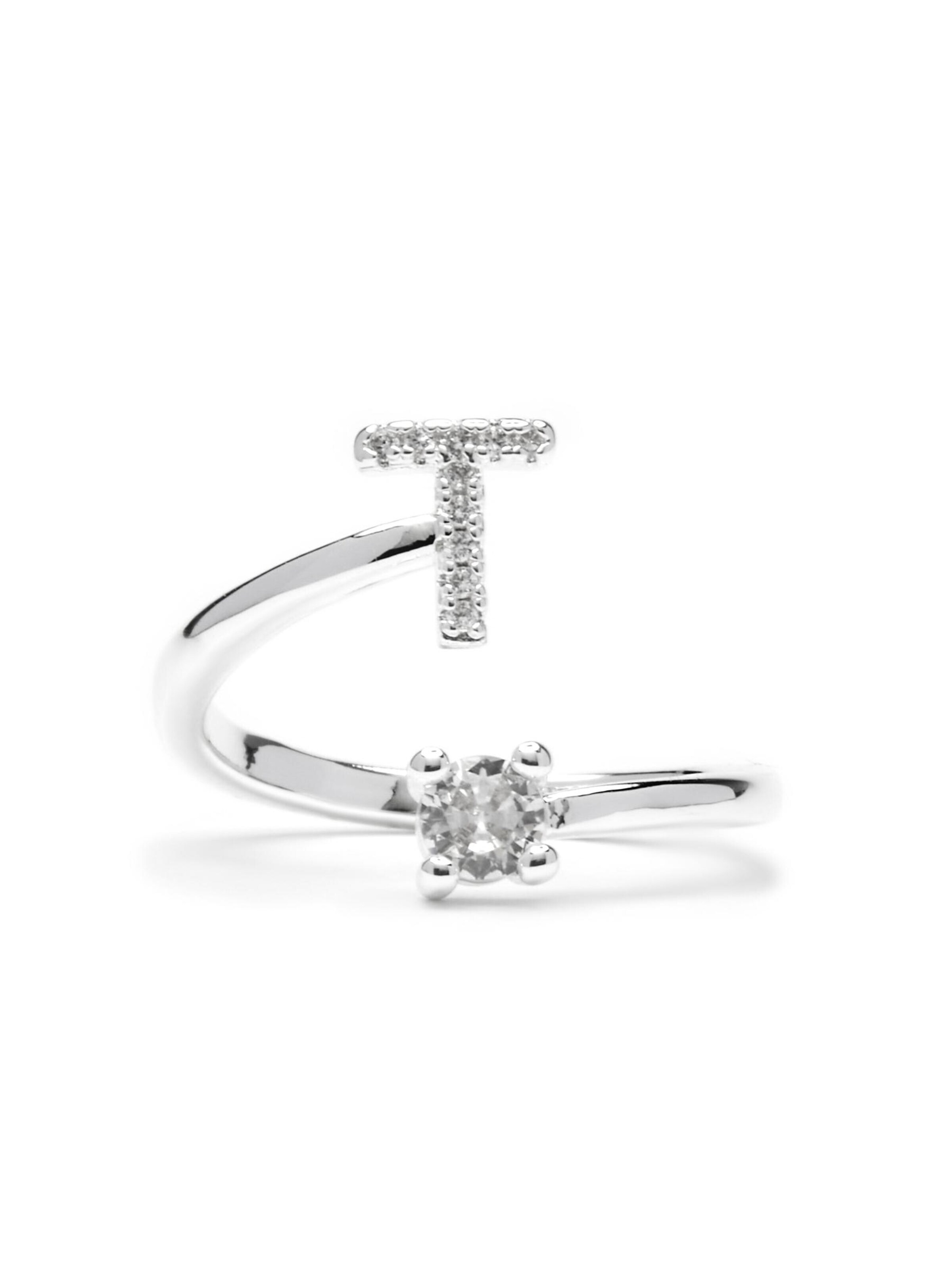 Luxenter Ring 'Alphabet T'‌‌‌ in Silber: Vorderseite