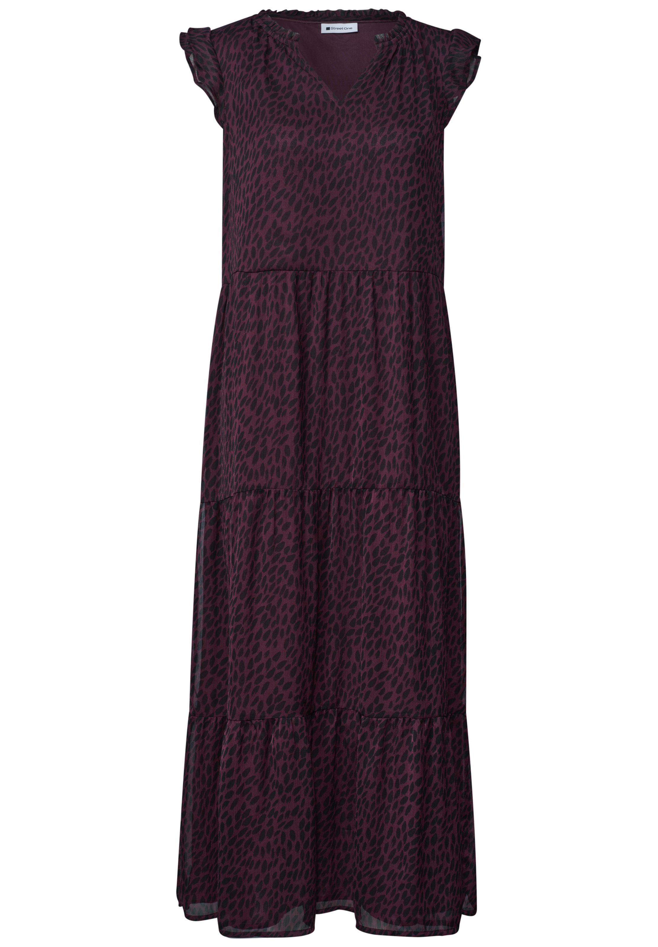 STREET ONE Maxi Chiffonkleid mit Volants und Print in Rot: Vorderseite