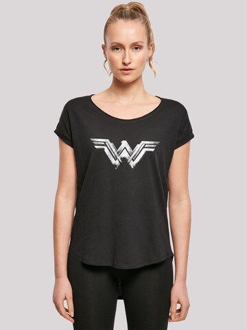 F4NT4STIC Shirt 'DC Comics Wonder Woman Distressed Logo' in Zwart: voorkant