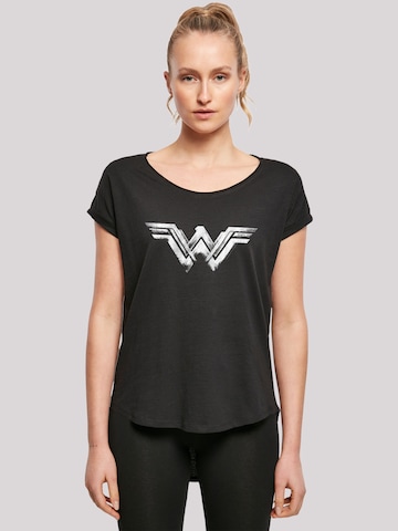 F4NT4STIC Shirt 'DC Comics Wonder Woman Distressed Logo' in Zwart: voorkant