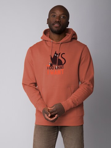 Sweat-shirt ' Cat ' Watapparel en marron : devant