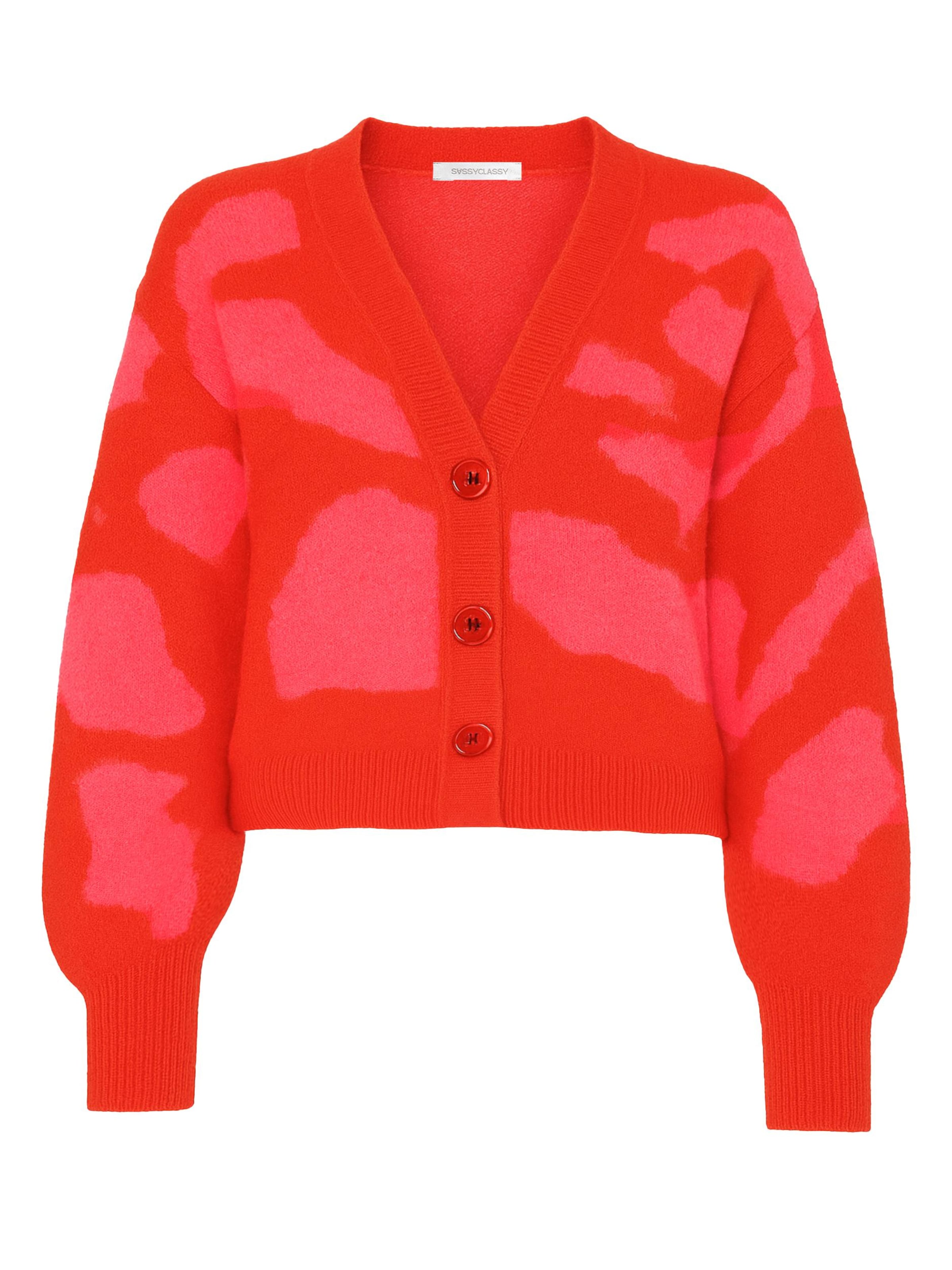 SASSYCLASSY Oversizestrickjacke‌‌‌ in Pink: Vorderseite