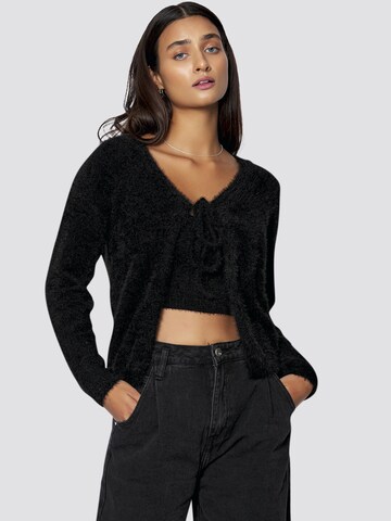 FRESHLIONS Knit Cardigan 'Madison' in Black: front