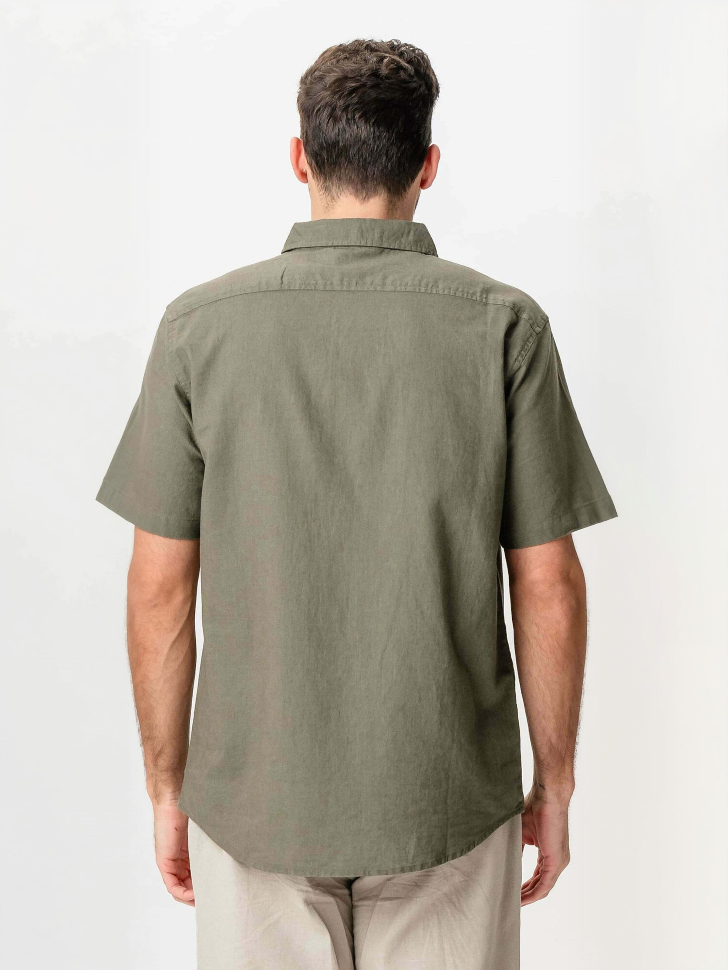 Coupe regular Chemise ' Linen Blend ' TEESHOPPEN en vert