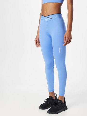 ADIDAS PERFORMANCE Skinny Športové nohavice 'Techfit V-Shaped Elastic' - Modrá: predná strana