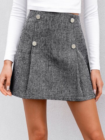 Cupshe Skirt 'Herringbone Button-Front' in Grey