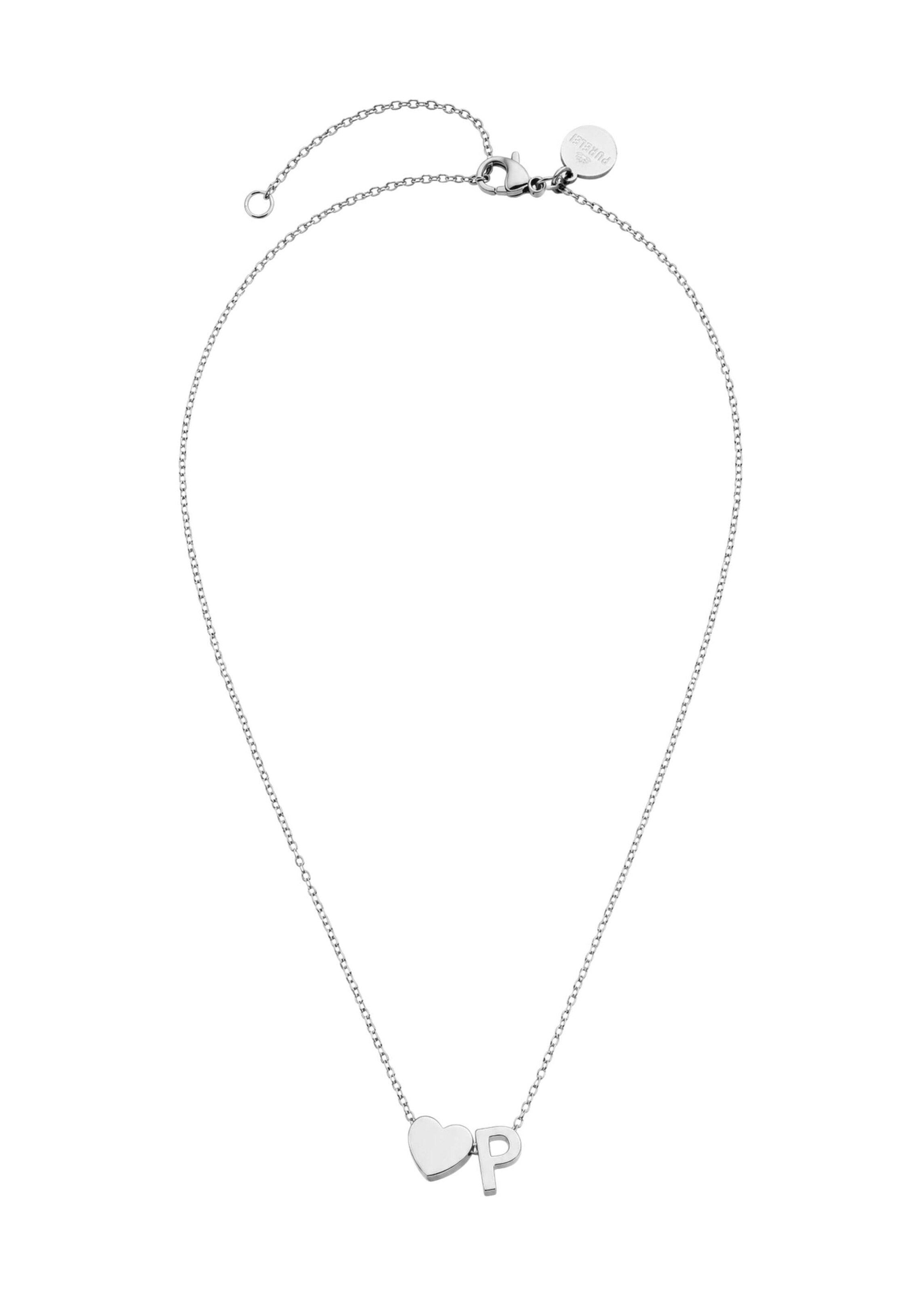 PURELEI - Cadena 'Letter Heart P' en plata: frente