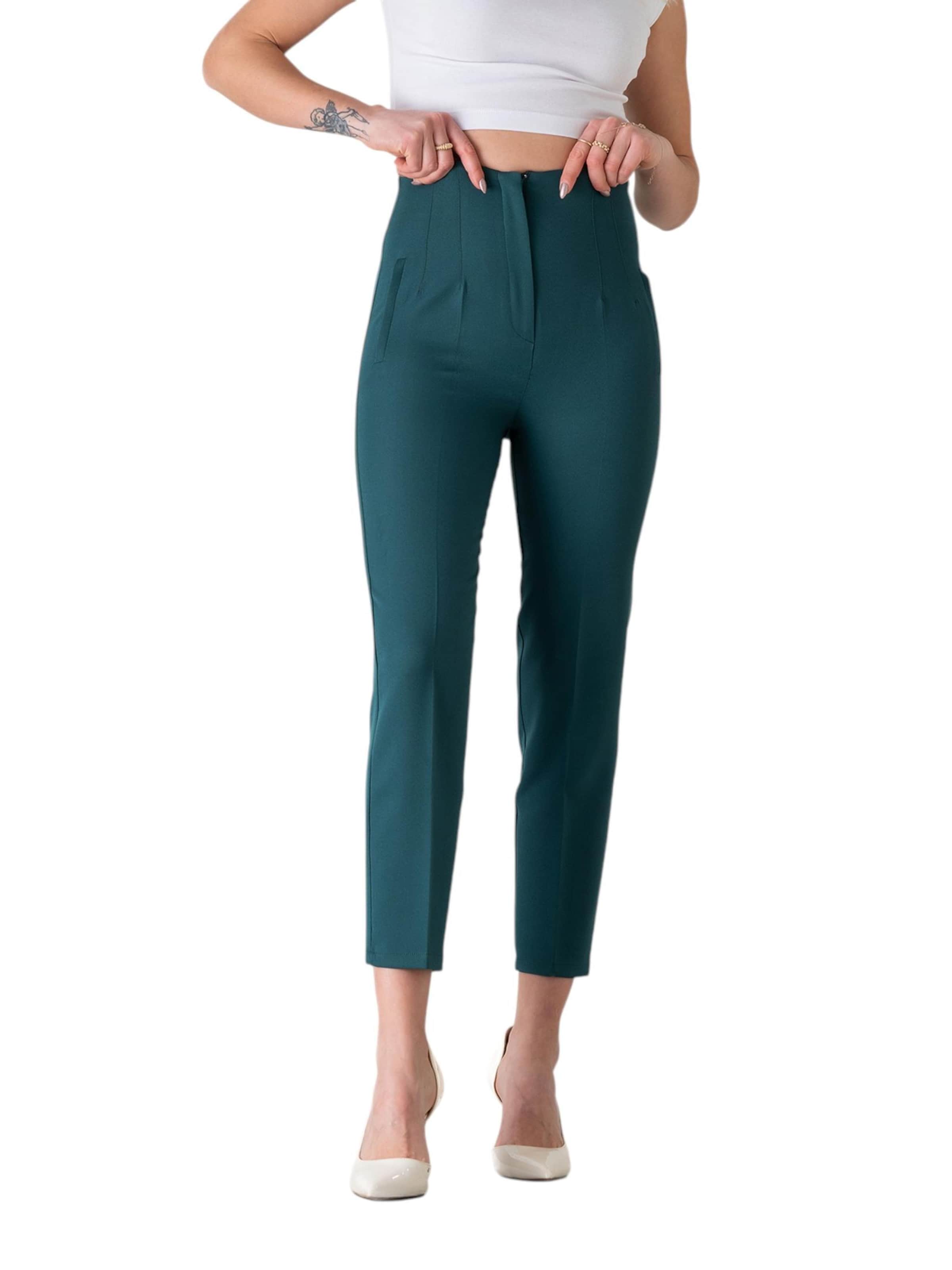 fashionshowcase Slimfit Bandplooibroek 'Alessia' in Groen