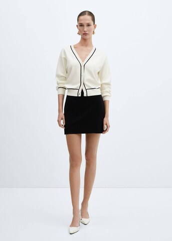 MANGO Knit Cardigan 'Piping' in Beige