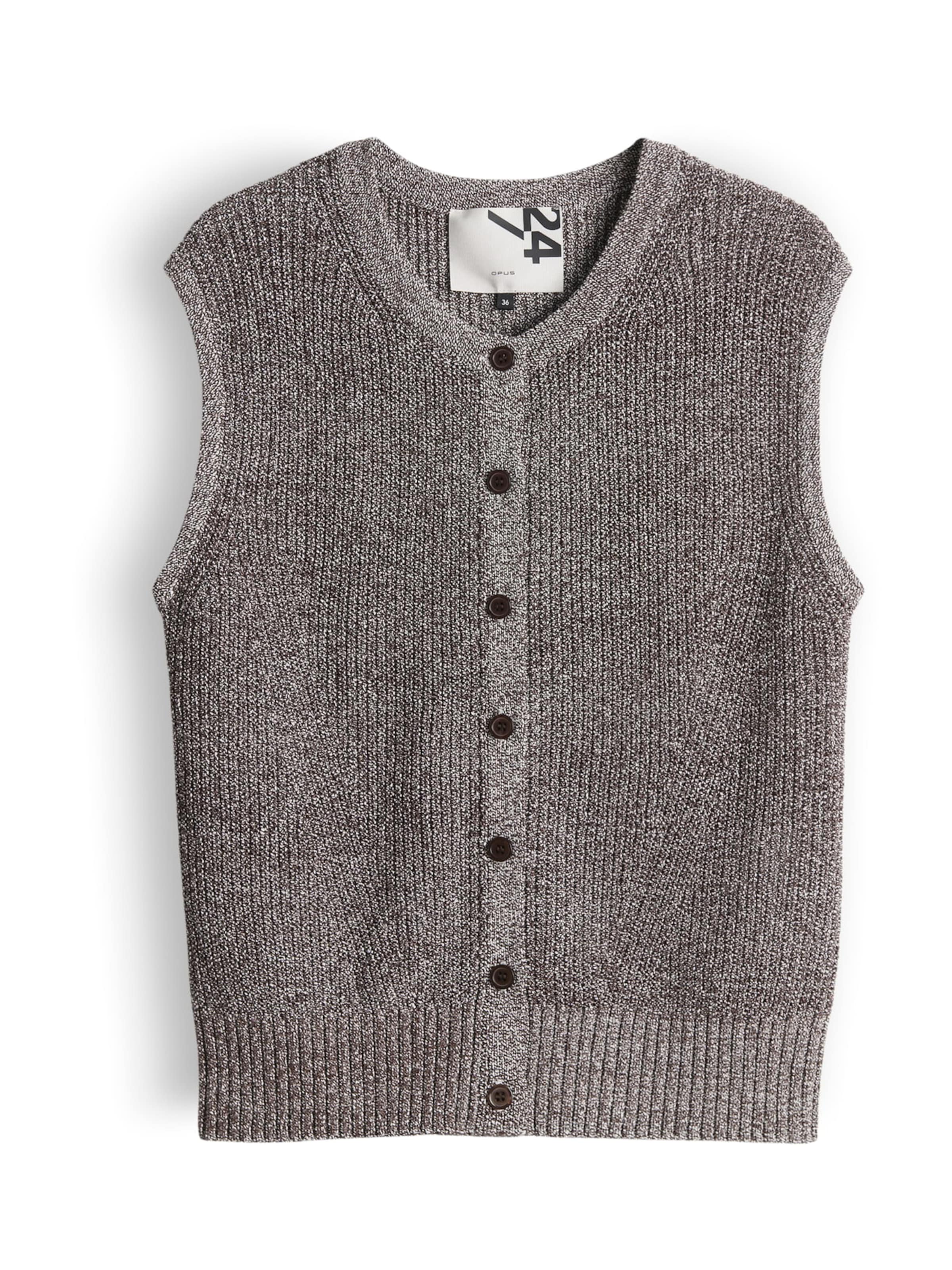 OPUS Pletená vesta 'Dippa' – hnědá: přední strana