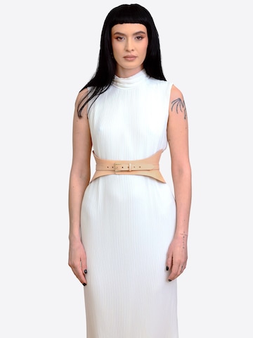 Haute Cuir - Cinturón 'Crescent Corset Belt' en beige: frente