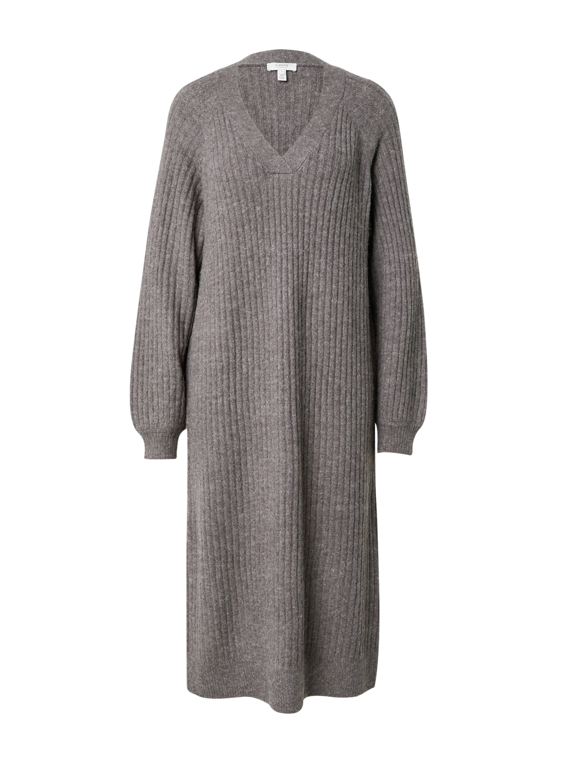 b.young Stickad klänning 'OMARTHA' i grå: framsida