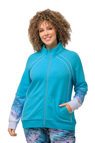 Ulla Popken Zip-Up Hoodie in Blue: front