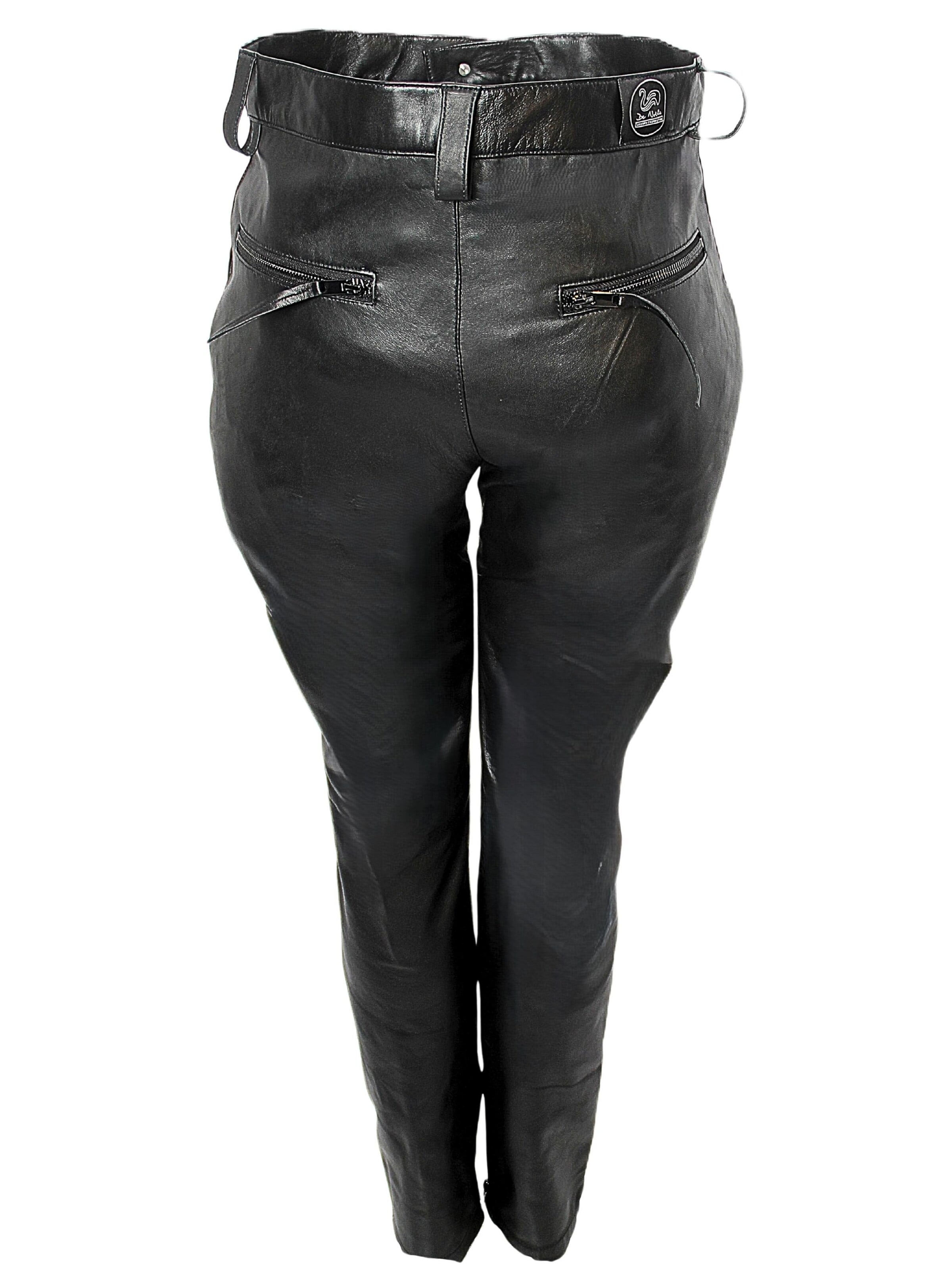 Be  Noble Slim fit Trousers 'Lederhose im Biker-Style mit Stretchleder' in Black